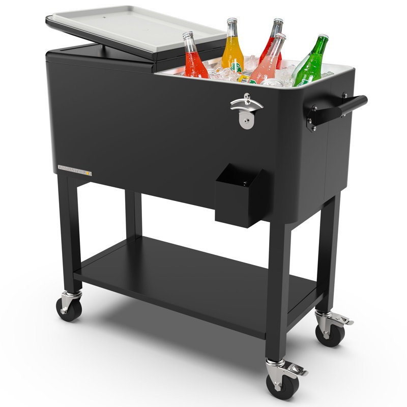 Permasteel 80-Qt Outdoor Patio Cooler with Removable Basin, Black