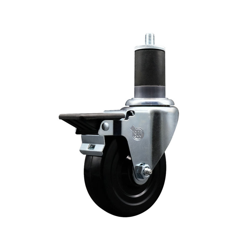 Roulettes pivotantes extensibles en caoutchouc souple avec frein SCC PLB 4 po x 1-5 / 8 po