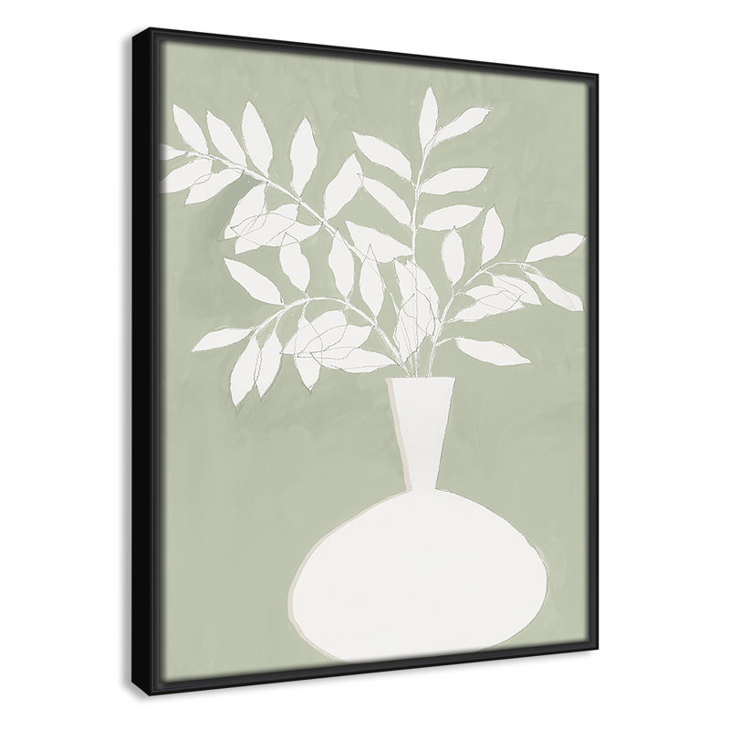 «Sage Vase II» par Aria K, 12.5'' W x 15.5'' H, Framed Canvas, Black Floater