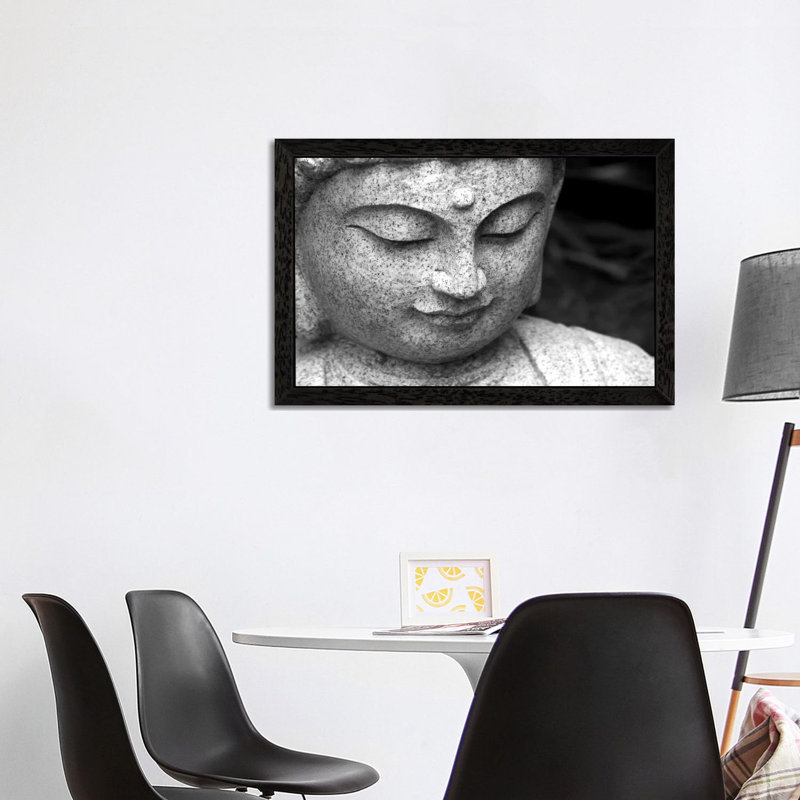 Chinese Buddha - Floater Frame Print on Canvas, Black, 30.48 cm H x 91.44 cm W