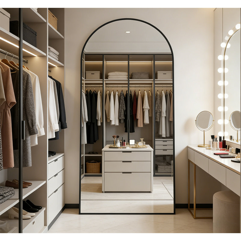 Arch Full-Length Mirror Freestanding Floor Mirror, Modern Standing Mirror With Stand, Aluminum Alloy Wall-Mounted Mirror For Be