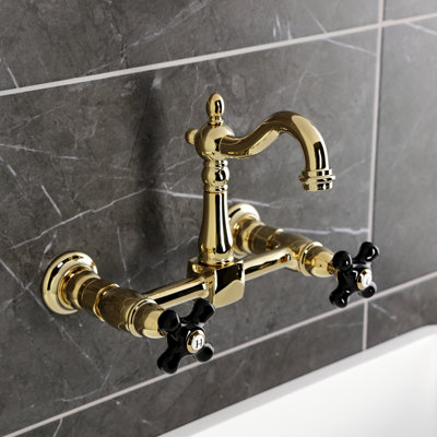 Kingston Brass Duchess Double-Handle 2-Hole Wall-Mount Bridge Kitchen Faucet