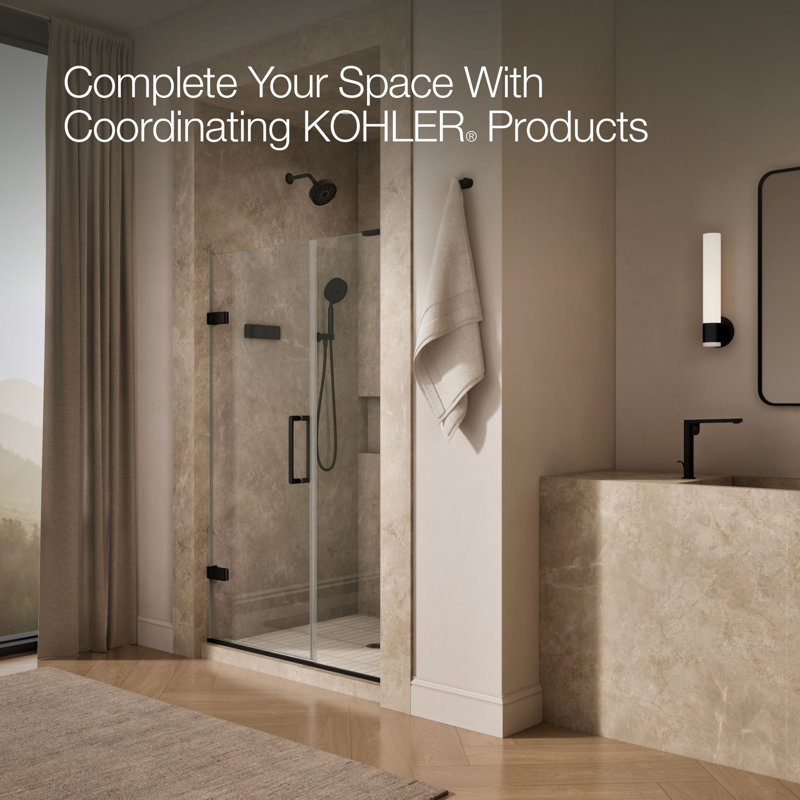 Composed 4646-3/4-In W X 71-1/2-In H Frameless Pivot Shower Door With 3/8-In Crystal Clear Glass And Back-To-Back Vertical Door Pulls