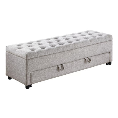 Textured Bouclé Fabric Storage Ottoman by Red Barrel Studio