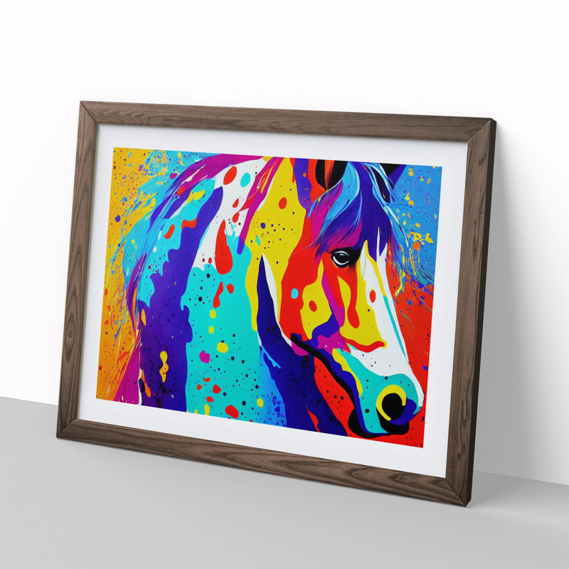 Horse Splash Vol.4 1 Piece Single Picture Frame Wall Art, 25cm H x 34cm W x 2cm D, Walnut Framed