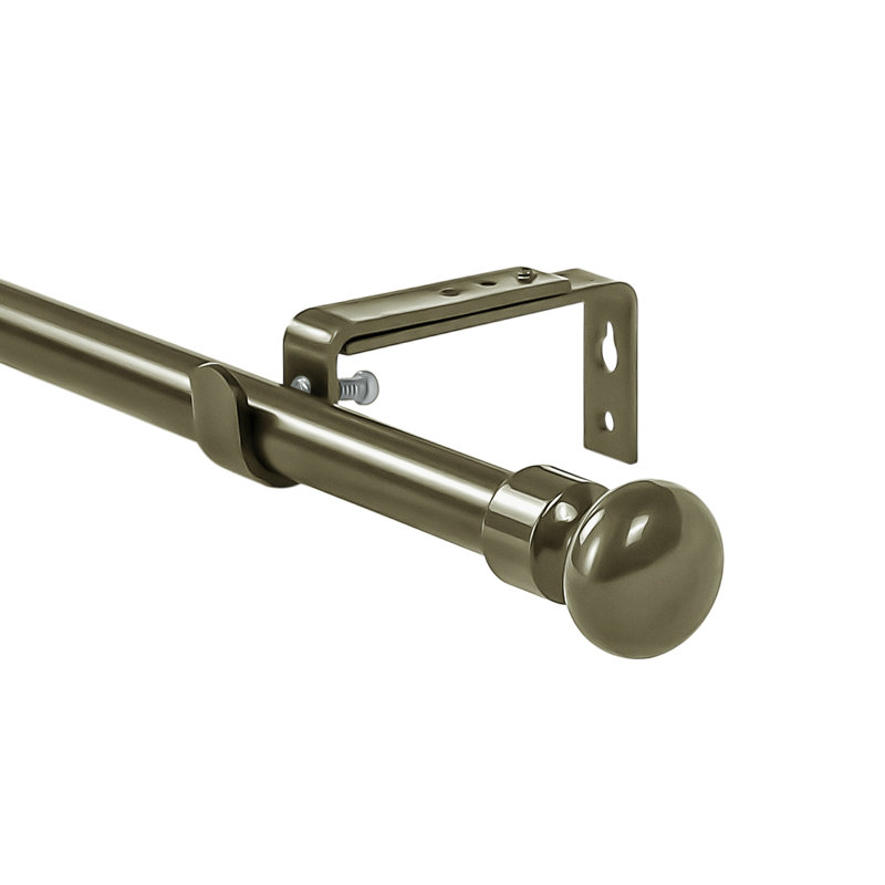 Tringle à rideau simple avec drapeaux Pomonok Finial, H 1 po x l 84 po x P 1 po, Or antique