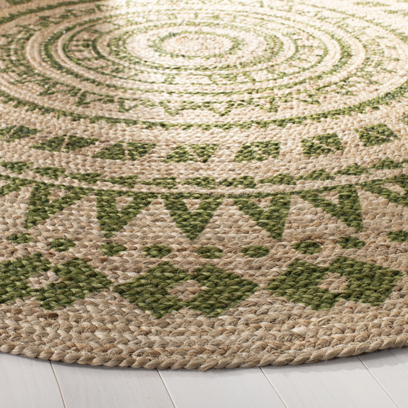 Devaney Hand Woven Jute Southwestern Rug, Round 3' x 3'
