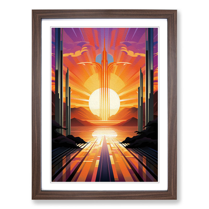 Single Picture Frame Print on Wood, Walnut Framed, 34cm H x 25cm W