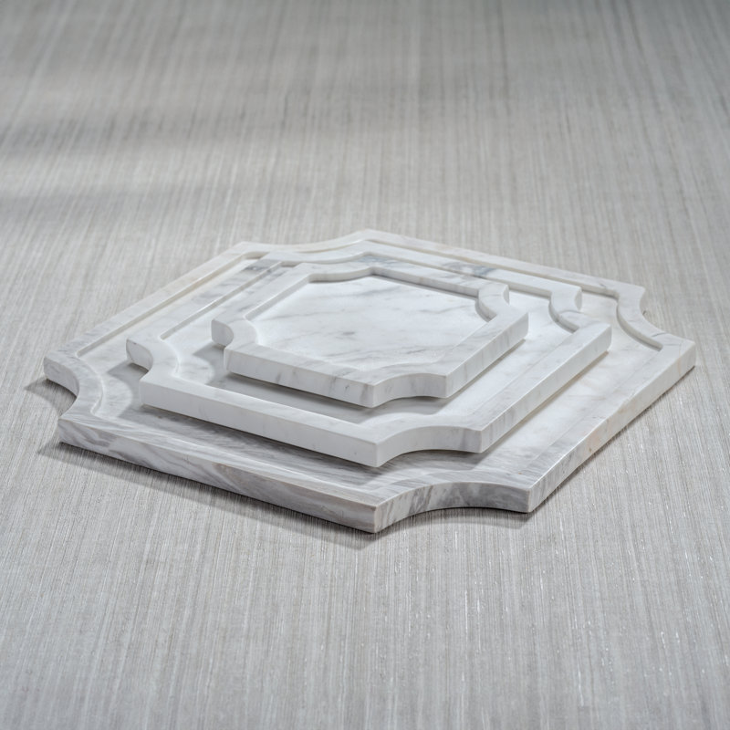 Rifah Volakas Marble Tray, 0.59" H x 6.75" W x 6.75" D
