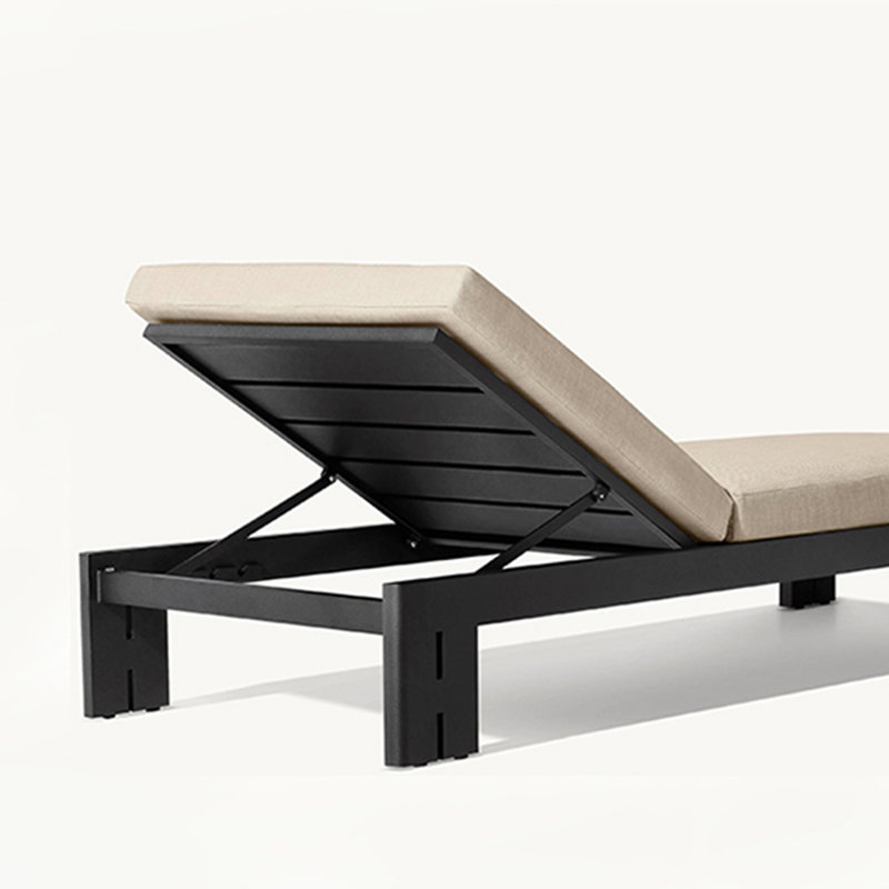 Outdoor All-aluminum Pool Loungers By The Sea Outdoor Chaise Lounge Set with Table , Cushion Included, Black