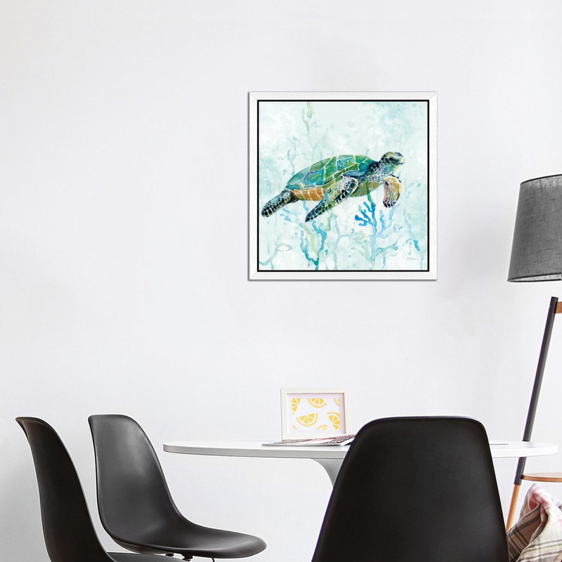 Sea Turtle Swim I by Carol Robinson - No Frame Print on Canvas, 93.98 cm H x 93.98 cm W, White Framed