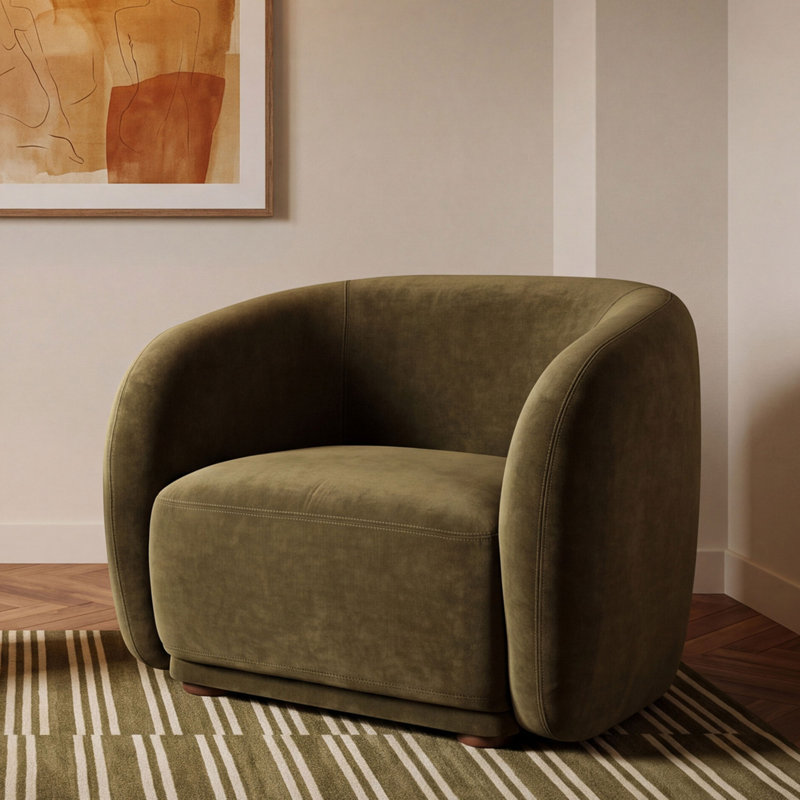 Fauteuil d'appoint Faye - Faux mohair vert foncé