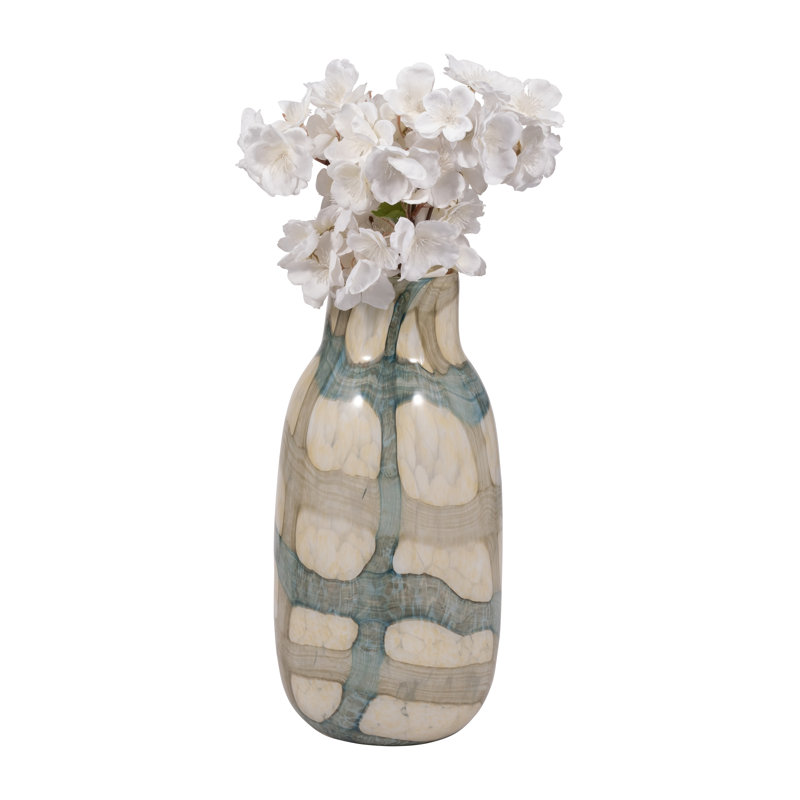 Chambre Marbled Tall Swirled Glass Vase, 13" H x 7" W x 7" D