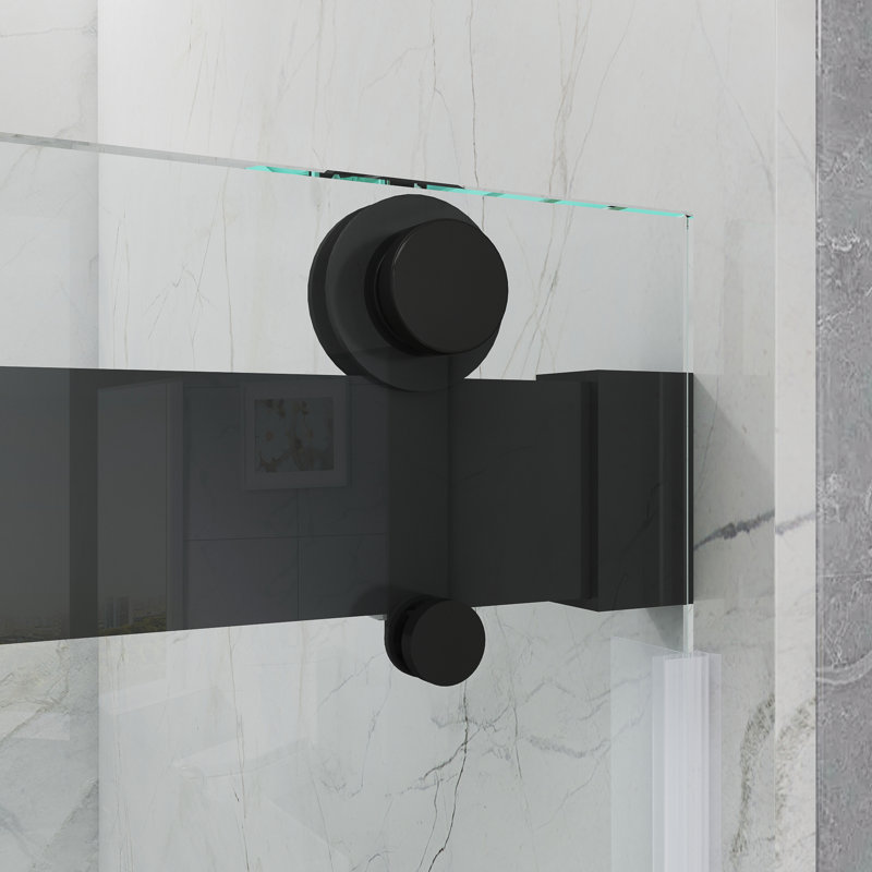Opal Mirage MCOCOD 46-48.75" W x 76" H Double Sliding Soft Close Shower Door with 3/8" (10mm) Clear Glass, Black