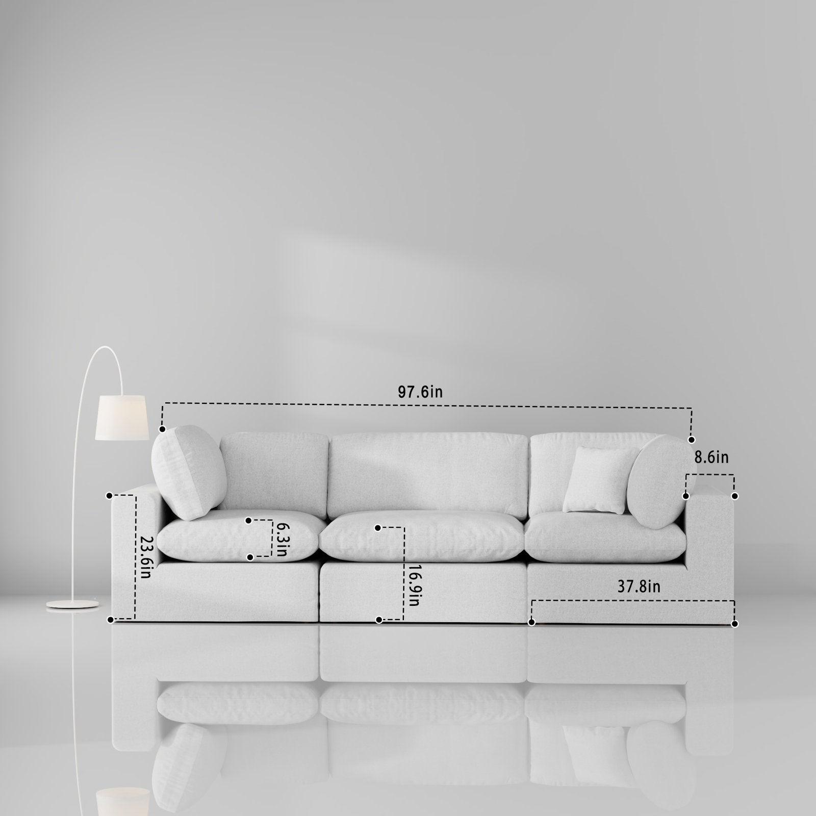 Jossa Modular Sectional, White Chenille