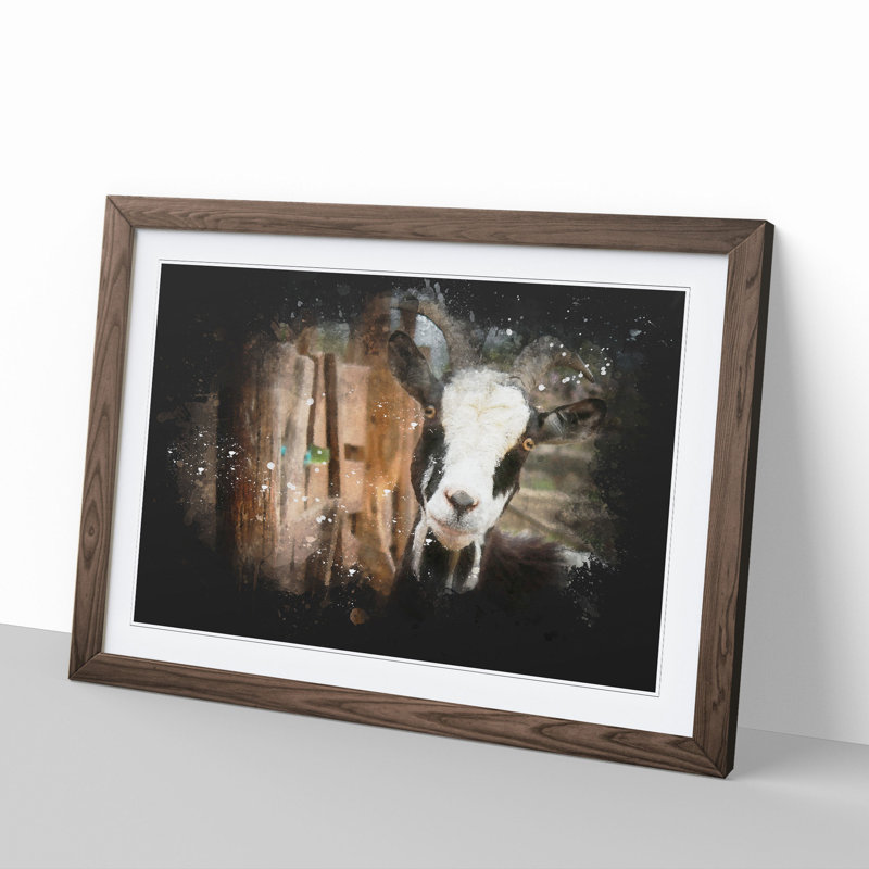 Goat Vol.1 - Picture Frame Painting, 27cm H x 36cm W x 2cm D, Walnut Framed