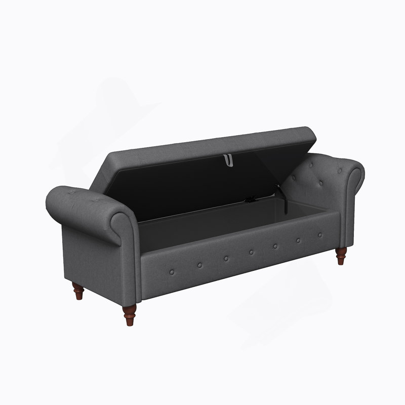 Banc de lit 63 po capitonné, Dark Grey