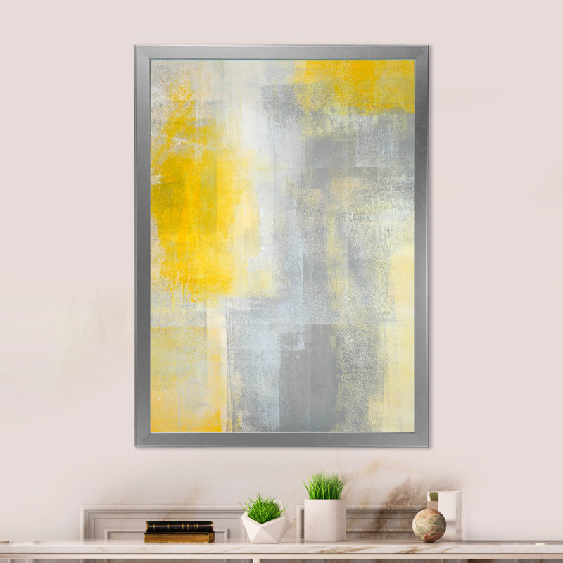 Art moderne gris et bleu II 2FDP47717, Cadre argenté, H 36 po x l 24 po x P 1 po