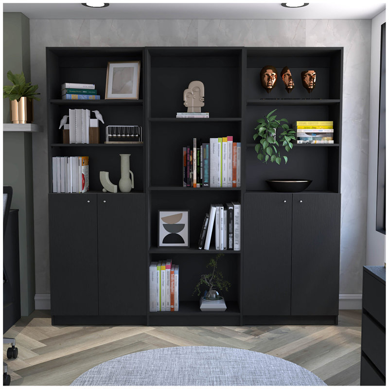 Wenge 3 Piece Living Room Set With 3 Bookcases, Wenge