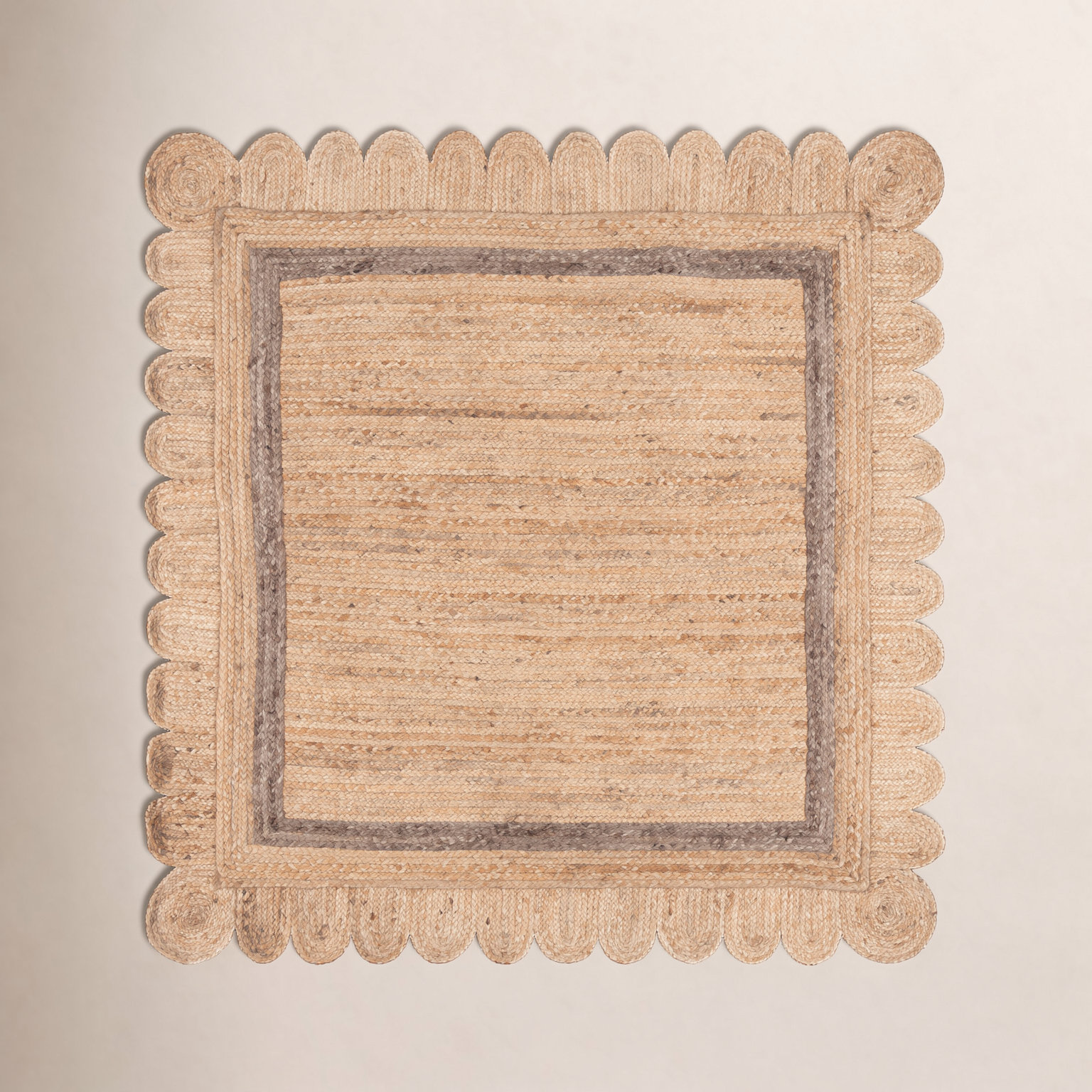 Inaki Hand-Woven Geometric Jute Rug, Square 6'