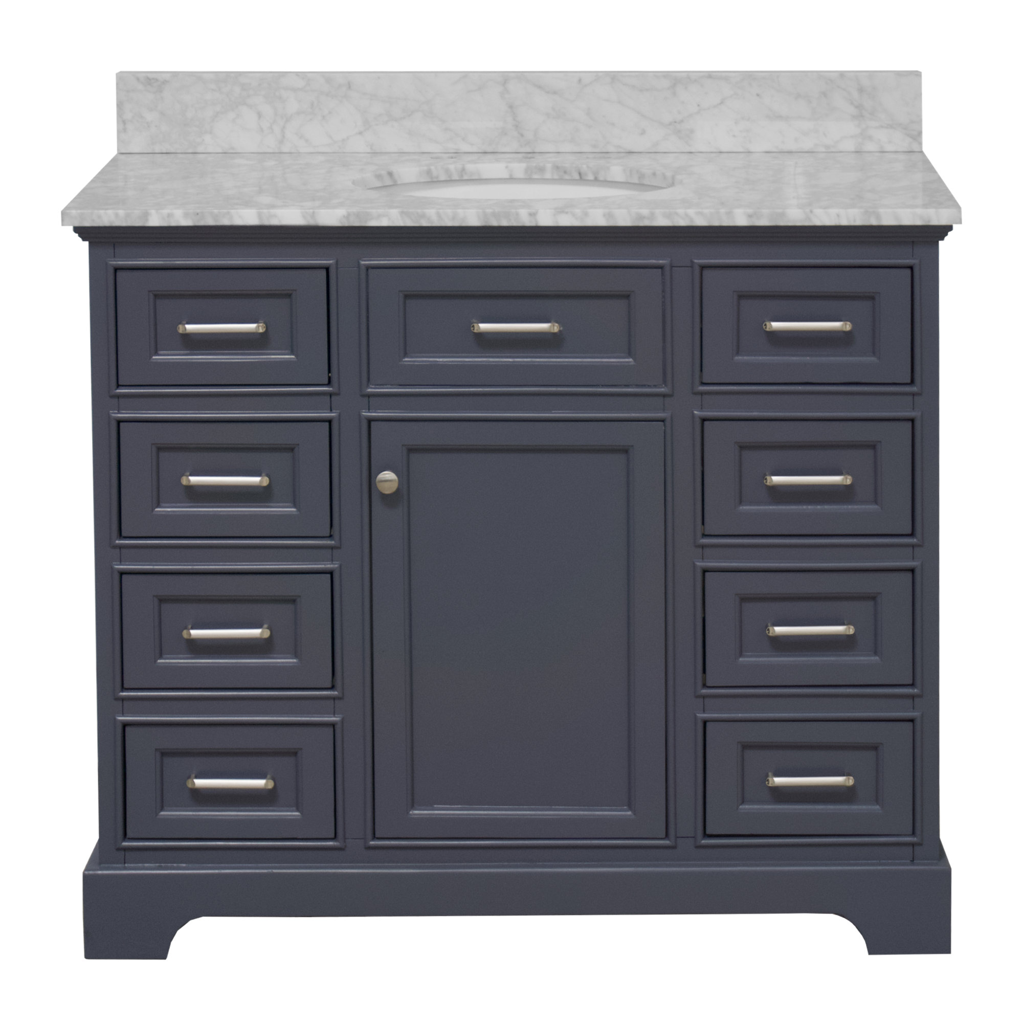 Ronnie 42'' Single Bathroom Vanity, Charcoal Gray, Carrara Marble