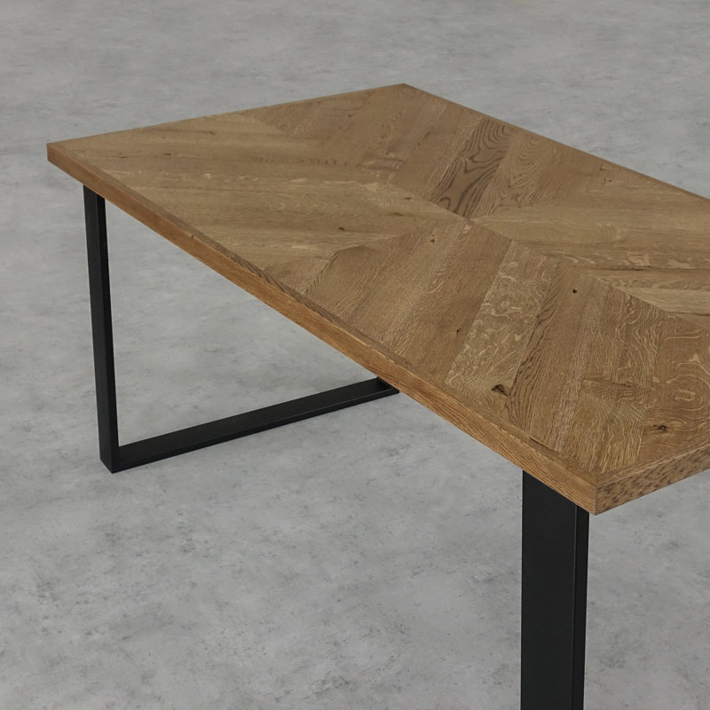 Tyree Oak Metal Base Dining Table, H75 x L120 x W80cm, Brown