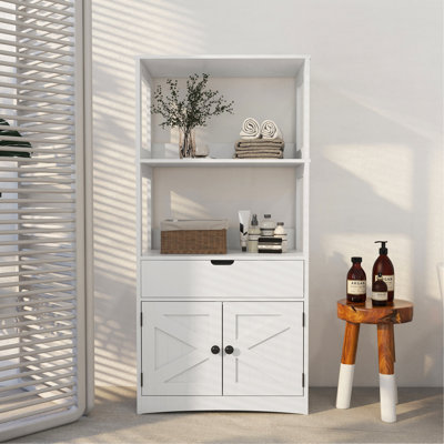 Armoire de salle de bain Farmhouse avec portes et tiroir pour un rangement efficace