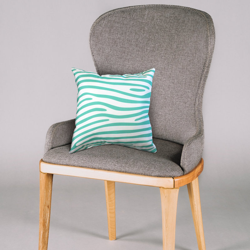 Animal Print Reversible Throw Pillow, Teal/White