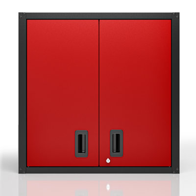 Wall-Mounted Garage Storage Cabinet with Lockable Doors and Adjustable Shelves, Durable Metal Hanging Tool Cabinet for Utility Rooms