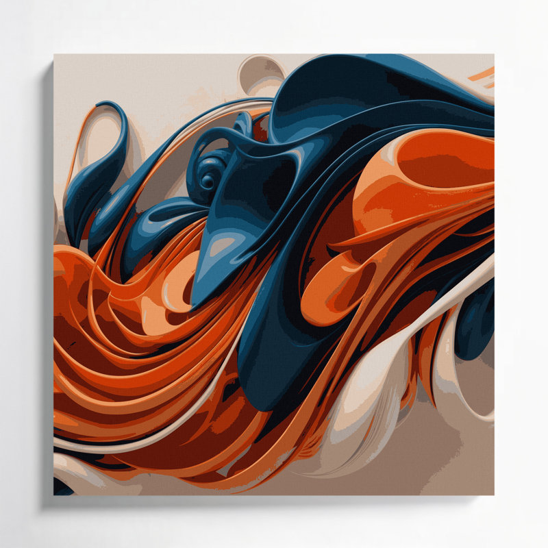 Art mural sur toile Biomorphic Abstraction 99, H 16 po x l 16 po
