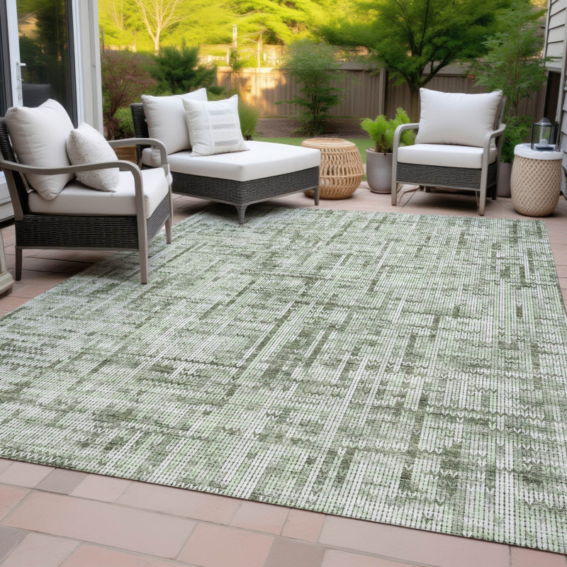 Machine Washable Indoor/Outdoor Bernadette ACN2130 Striped Rug, Rectangle 10' x 14'