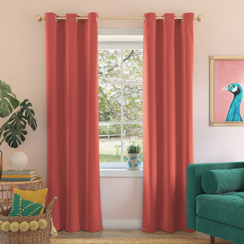 Blackout Grommet Curtain Panel - Basics by Wayfair™, 40" W x 84" L, Coral