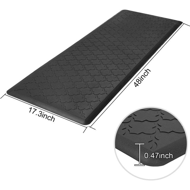 Tapis de cuisine uni en PVC, Tapis de couloir 1 pi 5 po x 4 pi, Noir
