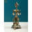 Handmade 13-Inch Dancing Ganesha Brass Lamp with Peacock Motif & Bells – Five-Wick Hindu Ritual Diya for Puja, Entryway, or Decor