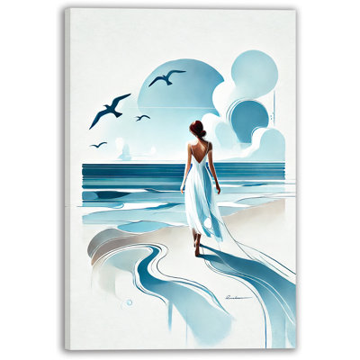 Dreamy Coastal Walk Wrapped Canvas Wall Art