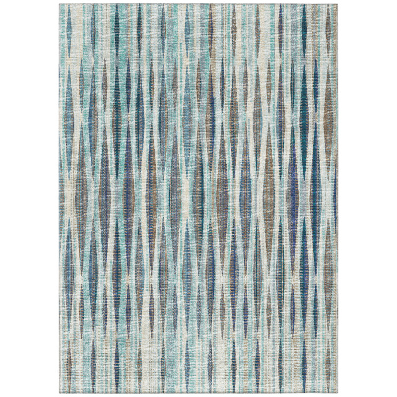 Sigyn Chenille Washable Geometric Indoor / Outdoor Rug, Rectangle 5' x 7'6"