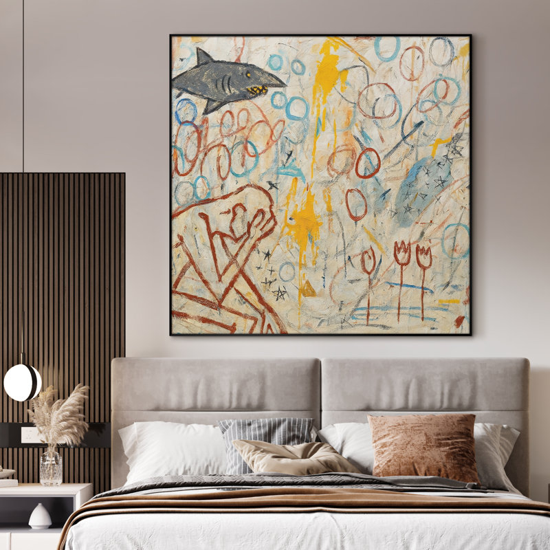 Très grand art mural imprimé sur toile - Abstrait moderne pour la décoration d'œuvres d'art contemporain pour le salon ou la chambre à coucher - «Assemblage requis du cadre (cadre non fini)»