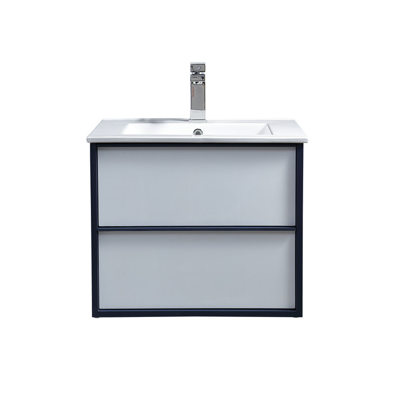 Anvay 24'' Wall-Mount Single Sink Bathroom Vanity with Ceramic Top