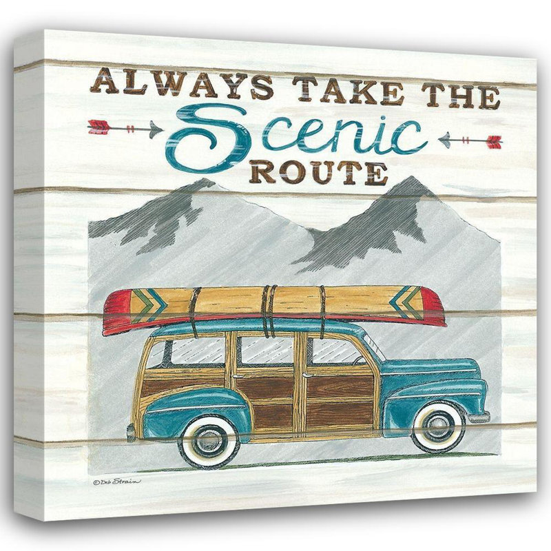 Toile tendue Trinx, Deb, art sur toile tendue Deb: Always Take the Scenic Route, H 36 po x l 36 po