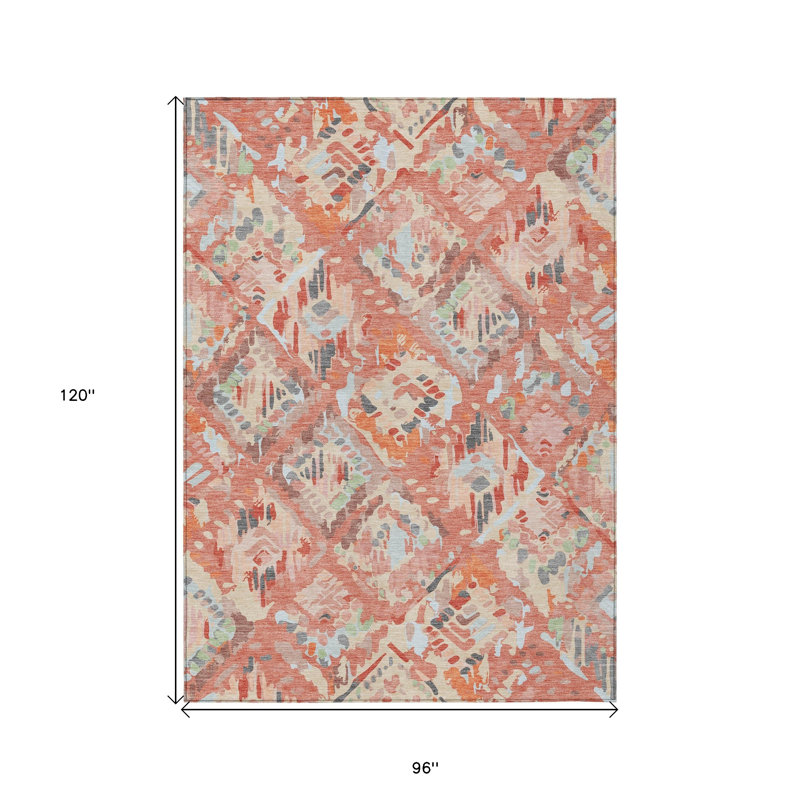 Tapis intérieur / extérieur lavable 8 pi x 10 pi corail et orange