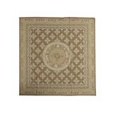 Hand-Knotted High-Quality Cream and Taupe Square Area Rug
