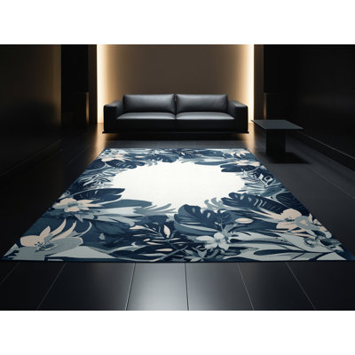 Tapis floral gris lavable à la machine Ottavio
