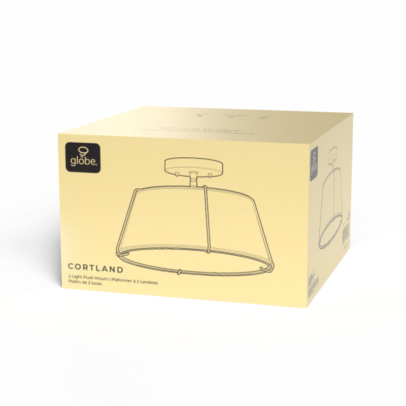 2-Light Flush Mount Ceiling Light, Matte Black