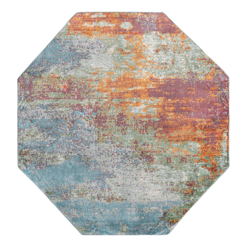 Haefner Abstract Indoor Rug, Octagon 8'2" x 8'2"