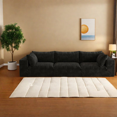 Spacious Cloud Sofa With Corduroy Fabric, Modern Style For Living Room