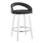 Tabouret de comptoir à hauteur fixe avec pivot en bois et similicuir avec repose-pieds rond chromé - ensemble de 2-1062411016