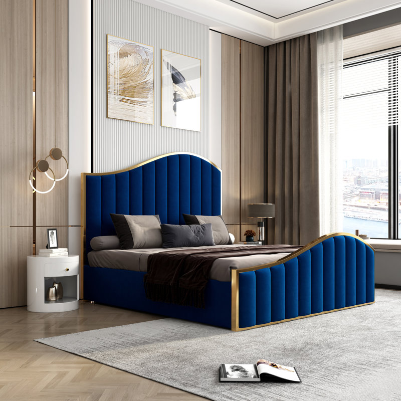 Cricklade Platform Bed, Queen, Blue