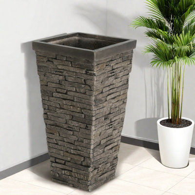 Grands pots de fleurs, effet pierre MGO durable, intérieur rustique moderne extérieur