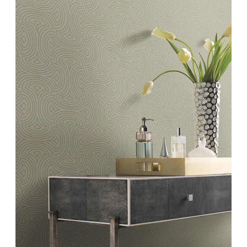 Geometric Wallpaper Roll by Candice Olson, Tan