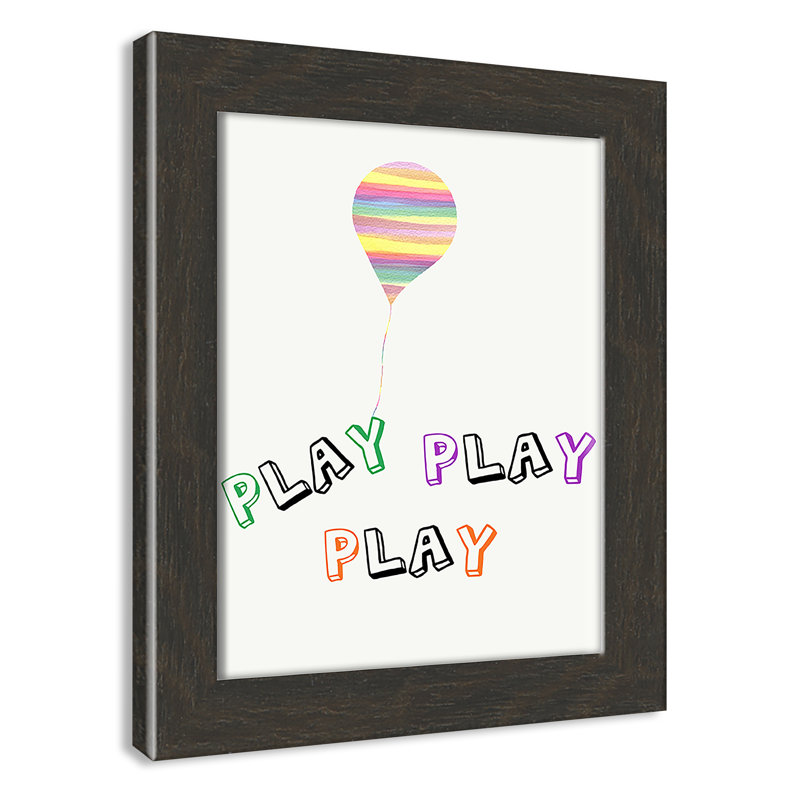 Play Play Play, impression sur papier, H 10 po x l 8 po x P 0,6 po, Encadré plat à grain de bois noir